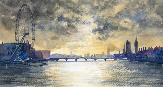River thames painting stormy