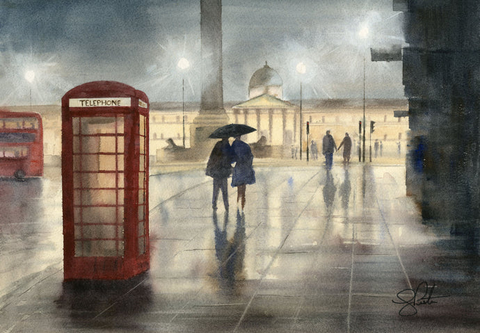 London painting telephone box trafalgar square